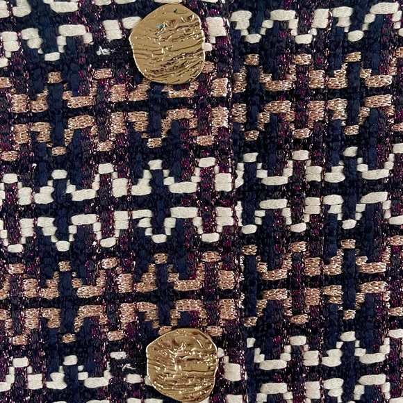 Express high waisted metallic tweed A-line mini skirt in black print - Picture 10 of 12